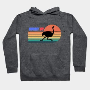 running ostrich in the sunset- hurry up Hoodie